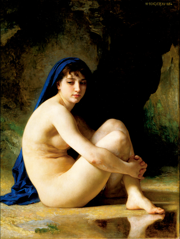 阿道夫·布格罗 Adolphe Bouguereau —— 抱膝坐的浴女